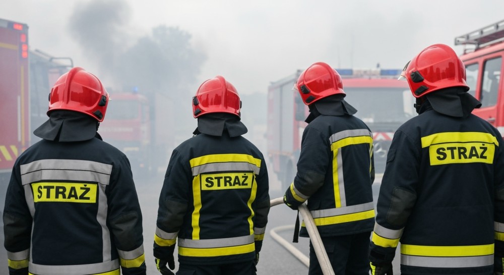 Pożar w Strzegomiu: straż pożarna w akcji z 10 zastępami
