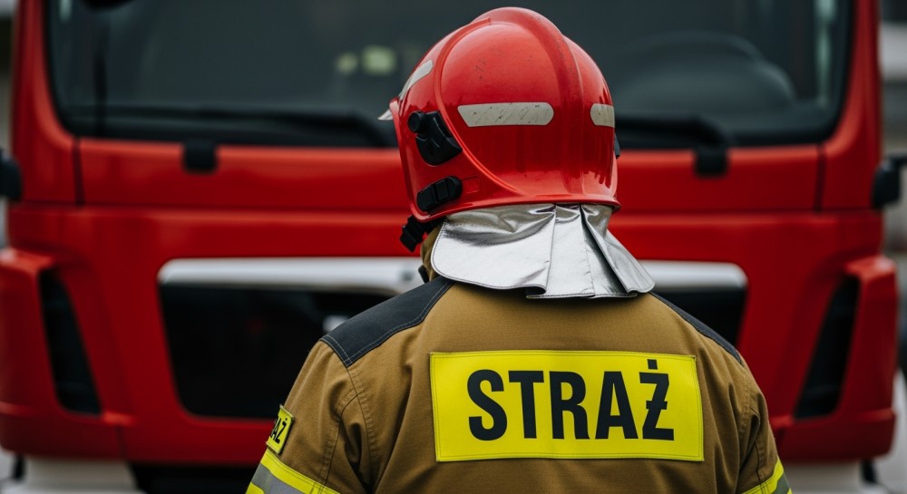 Ogień tlił się pod hałdą odpadów. Strażacy użyli ciężkiego sprzętu w Strzegomiu